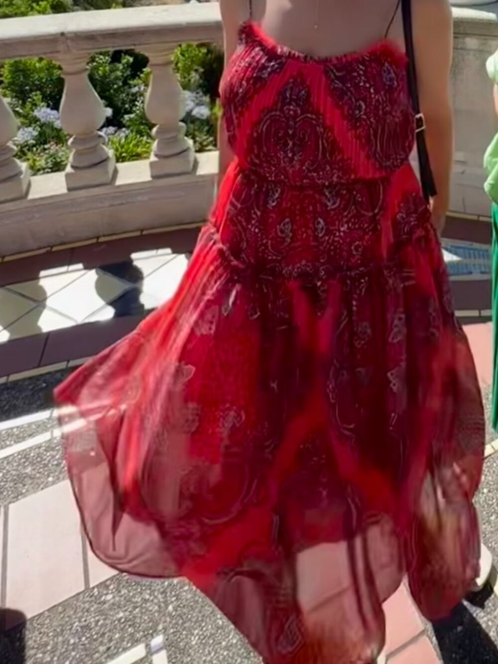 Banana Republic Paisley Tiered Midi Dress Size 4 Coral Red Boho